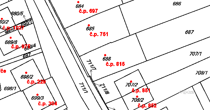 Nivnice 815 na parcele st. 688 v KÚ Nivnice, Katastrální mapa