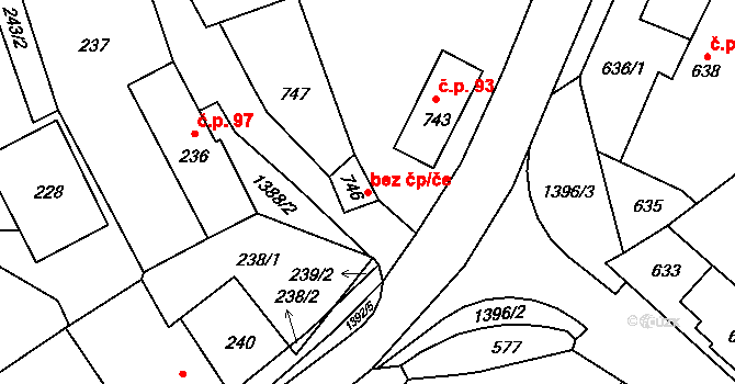 Divišov 48687481 na parcele st. 746 v KÚ Divišov u Benešova, Katastrální mapa