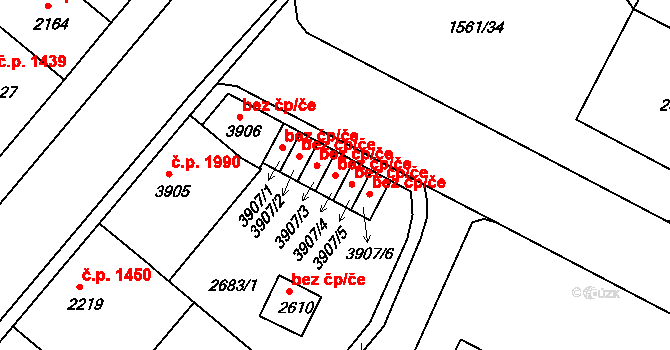 Písek 48716481 na parcele st. 3907/4 v KÚ Písek, Katastrální mapa