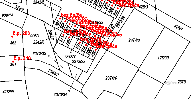 Křepice 48751481 na parcele st. 490 v KÚ Křepice u Hustopečí, Katastrální mapa