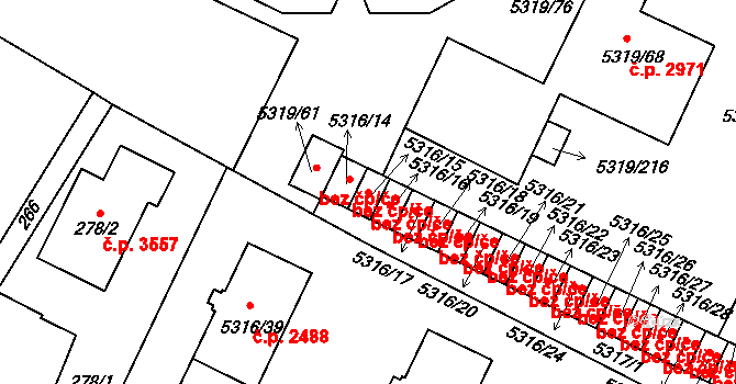 Frýdek-Místek 48800481 na parcele st. 5316/15 v KÚ Frýdek, Katastrální mapa