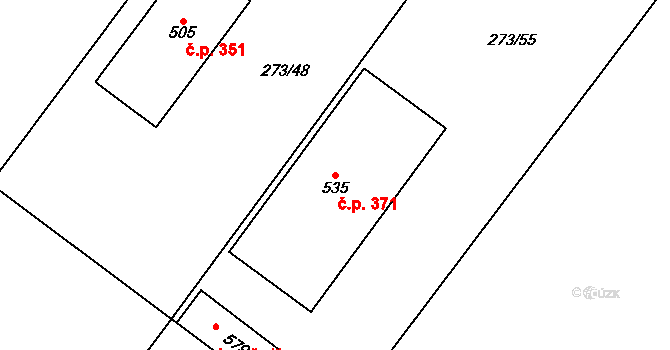 Zaječice 371 na parcele st. 535 v KÚ Zaječice u Chrudimi, Katastrální mapa