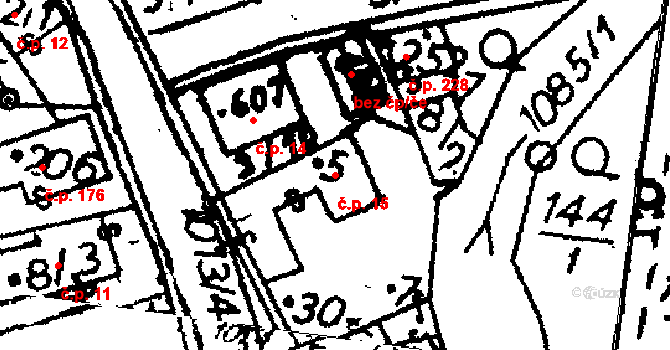 Hrochův Týnec 15 na parcele st. 5 v KÚ Hrochův Týnec, Katastrální mapa