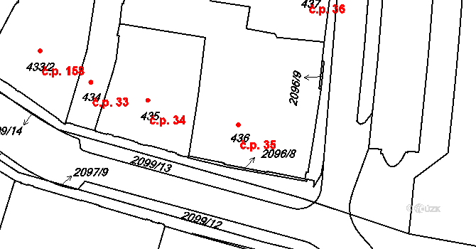 Pražské Předměstí 35, Písek na parcele st. 436 v KÚ Písek, Katastrální mapa