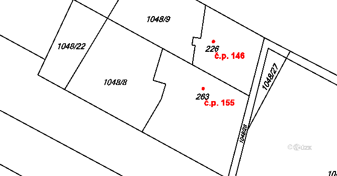 Bohdíkov 155 na parcele st. 263 v KÚ Dolní Bohdíkov, Katastrální mapa