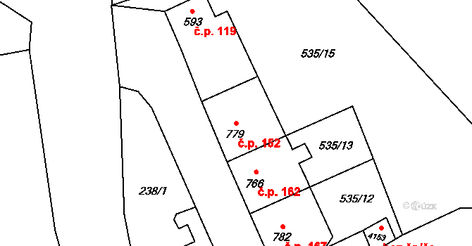 Beroun-Závodí 152, Beroun na parcele st. 779 v KÚ Beroun, Katastrální mapa