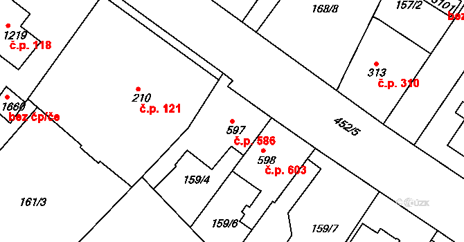 Neratovice 586 na parcele st. 597 v KÚ Neratovice, Katastrální mapa