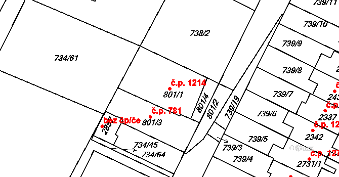 Neratovice 1214 na parcele st. 801/1 v KÚ Neratovice, Katastrální mapa