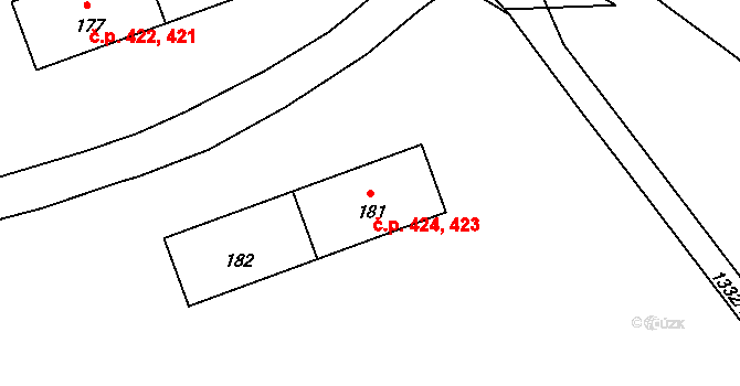Líně 423,424 na parcele st. 181 v KÚ Líně, Katastrální mapa