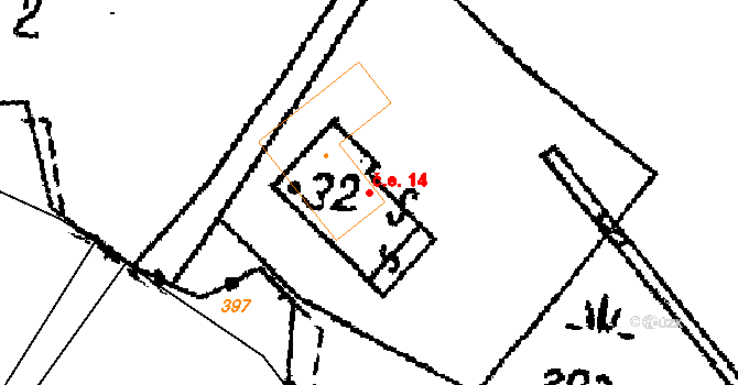 Svinná 14, Čachrov na parcele st. 32 v KÚ Svinná na Šumavě, Katastrální mapa