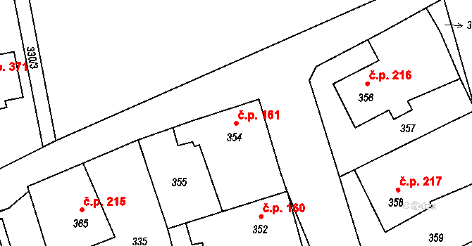 Moravičany 161 na parcele st. 354 v KÚ Moravičany, Katastrální mapa