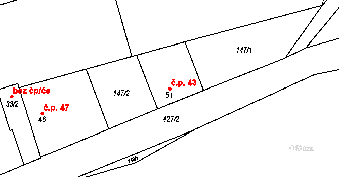 Veclov 43, Svojetín na parcele st. 51 v KÚ Veclov u Svojetína, Katastrální mapa