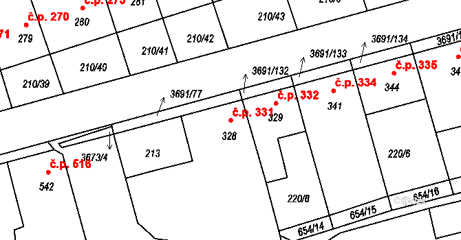 Žirovnice 331 na parcele st. 328 v KÚ Žirovnice, Katastrální mapa