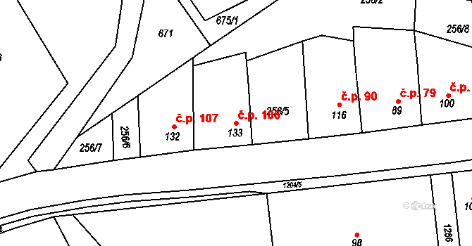 Liběšovice 106, Blšany na parcele st. 133 v KÚ Liběšovice, Katastrální mapa