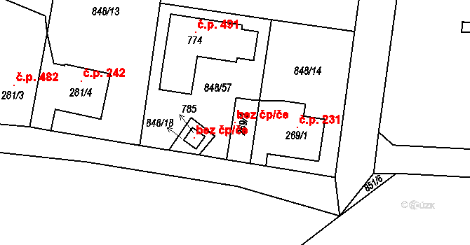 Osek 98937481 na parcele st. 269/2 v KÚ Osek u Rokycan, Katastrální mapa