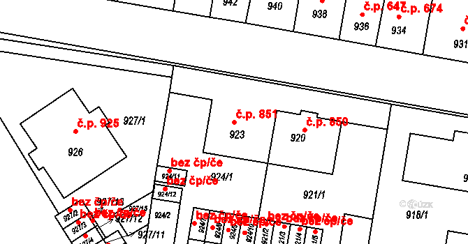 Velké Pavlovice 851 na parcele st. 923 v KÚ Velké Pavlovice, Katastrální mapa