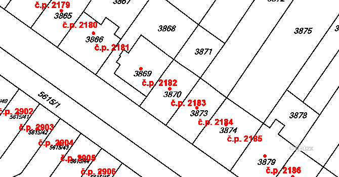 Znojmo 2183 na parcele st. 3870 v KÚ Znojmo-město, Katastrální mapa