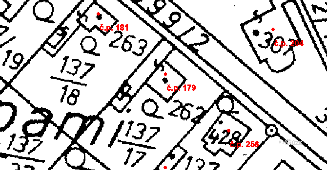 Kácov 179 na parcele st. 262 v KÚ Kácov, Katastrální mapa