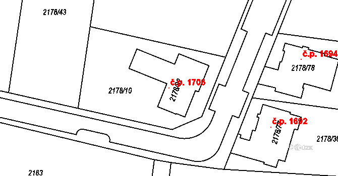 Příbor 1706 na parcele st. 2178/82 v KÚ Příbor, Katastrální mapa