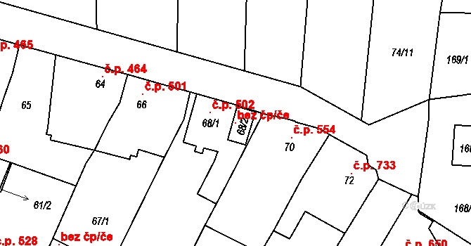 Nýřany 120486482 na parcele st. 68/2 v KÚ Nýřany, Katastrální mapa
