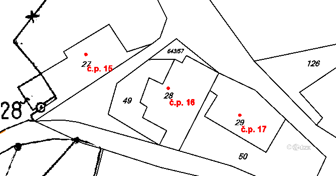 Tachov 16 na parcele st. 28 v KÚ Tachov u Doks, Katastrální mapa