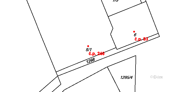 Tuchlovice 246 na parcele st. 5/1 v KÚ Tuchlovice, Katastrální mapa