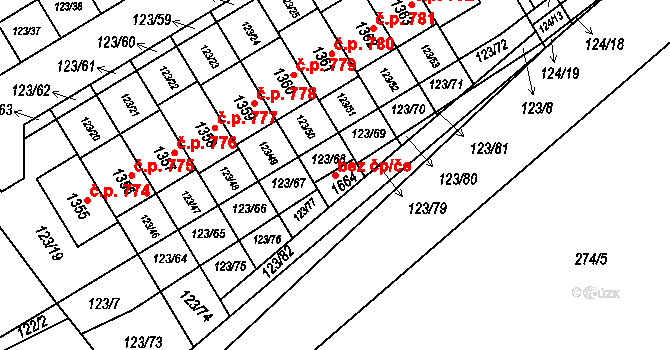 Veltrusy 148913482 na parcele st. 1664 v KÚ Veltrusy, Katastrální mapa