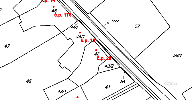 Klepačov 20, Blansko na parcele st. 42 v KÚ Klepačov, Katastrální mapa