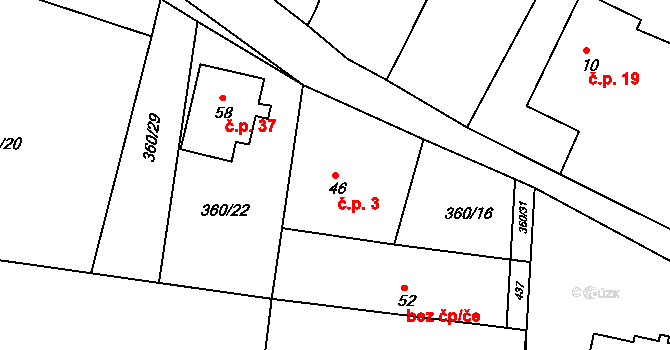 Kardavec 3, Hluboš na parcele st. 46 v KÚ Kardavec, Katastrální mapa