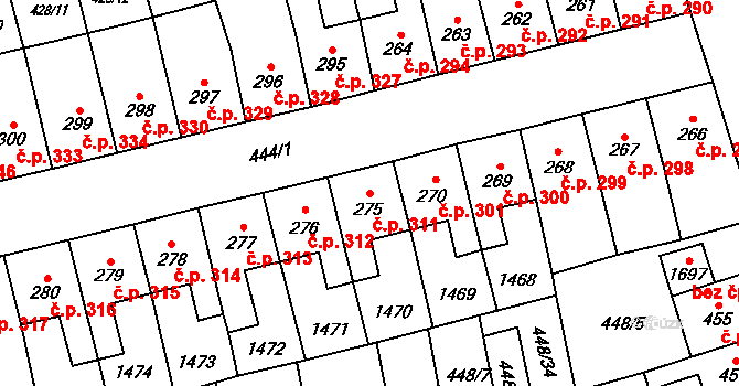 Lány 311, Svitavy na parcele st. 275 v KÚ Čtyřicet Lánů, Katastrální mapa