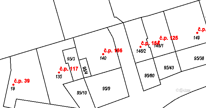 Šošůvka 166 na parcele st. 140 v KÚ Šošůvka, Katastrální mapa