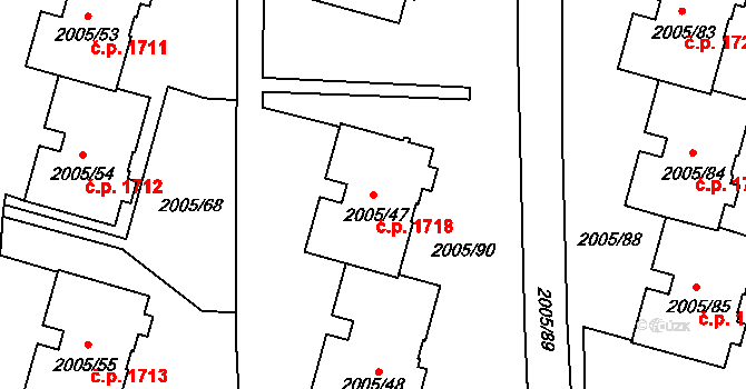 Pelhřimov 1718 na parcele st. 2005/47 v KÚ Pelhřimov, Katastrální mapa