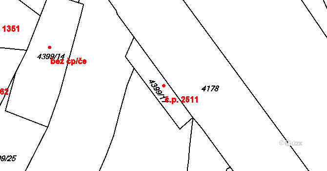Vinohrady 2511, Praha na parcele st. 4399/17 v KÚ Vinohrady, Katastrální mapa