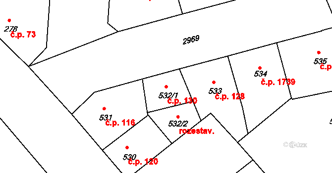 Nusle 130, Praha na parcele st. 532/1 v KÚ Nusle, Katastrální mapa