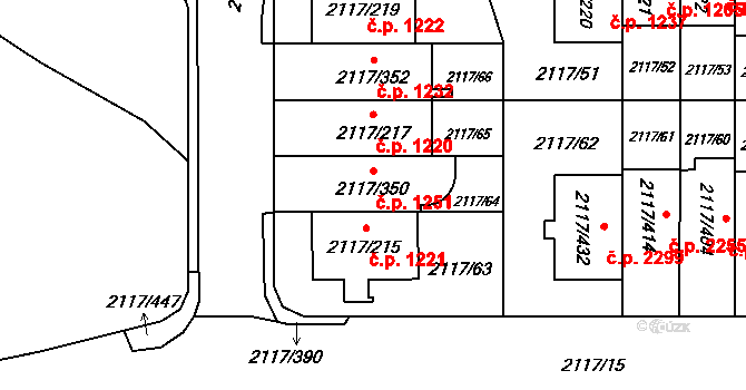Chodov 1251, Praha na parcele st. 2117/350 v KÚ Chodov, Katastrální mapa