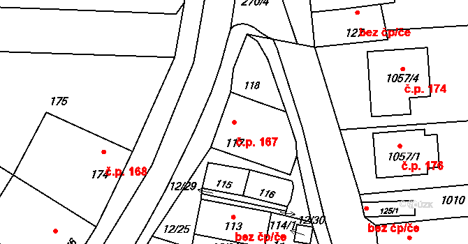 Jevišovka 167 na parcele st. 117 v KÚ Jevišovka, Katastrální mapa