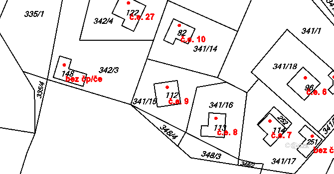 Žizníkov 9, Česká Lípa na parcele st. 112 v KÚ Žizníkov, Katastrální mapa