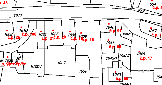 Úštěk-České Předměstí 18, Úštěk na parcele st. 1039 v KÚ Úštěk, Katastrální mapa