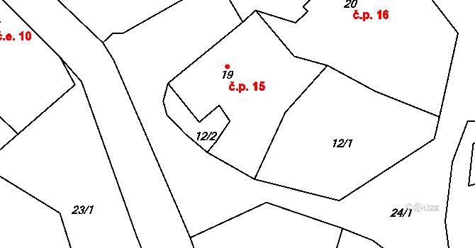 Nemilkov 15, Velhartice na parcele st. 19 v KÚ Nemilkov, Katastrální mapa