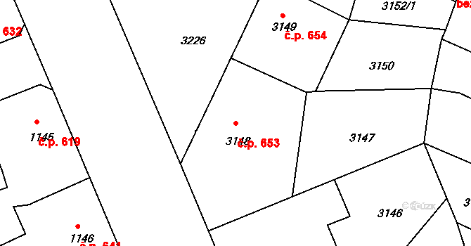 Předměstí 653, Litoměřice na parcele st. 3148 v KÚ Litoměřice, Katastrální mapa