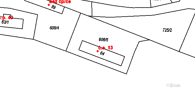 Lučkovice 13, Mirotice na parcele st. 64 v KÚ Lučkovice, Katastrální mapa