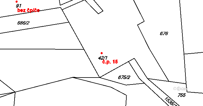Mstětice 15, Maršovice na parcele st. 42/1 v KÚ Zderadice, Katastrální mapa