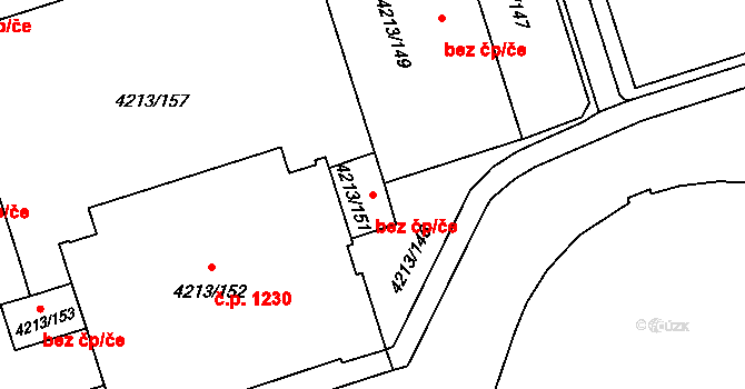 Orlová 38214482 na parcele st. 4213/151 v KÚ Horní Lutyně, Katastrální mapa