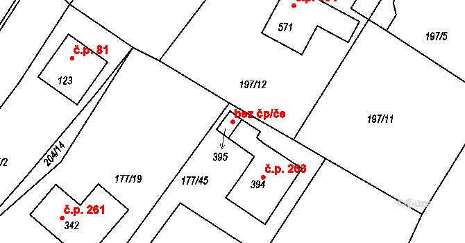Bradlec 41882482 na parcele st. 395 v KÚ Bradlec, Katastrální mapa