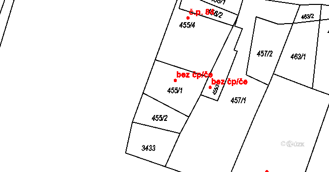 Suchdol nad Lužnicí 42078482 na parcele st. 455/1 v KÚ Suchdol nad Lužnicí, Katastrální mapa