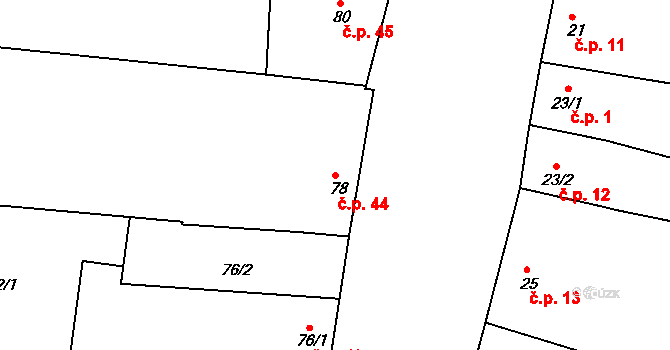 Letošov 44, Nesovice na parcele st. 78 v KÚ Letošov, Katastrální mapa