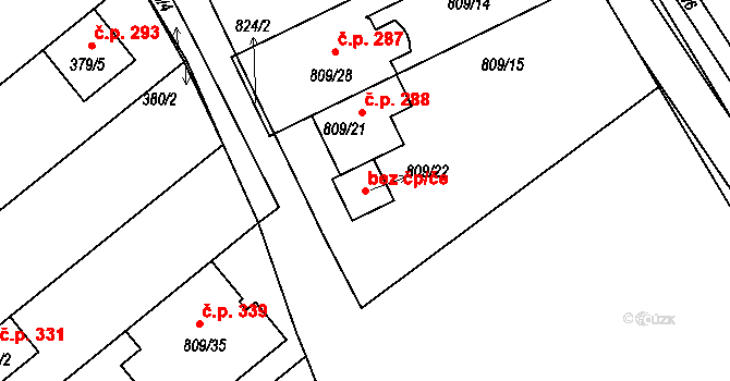 Ostrožská Nová Ves 42773482 na parcele st. 809/22 v KÚ Chylice, Katastrální mapa