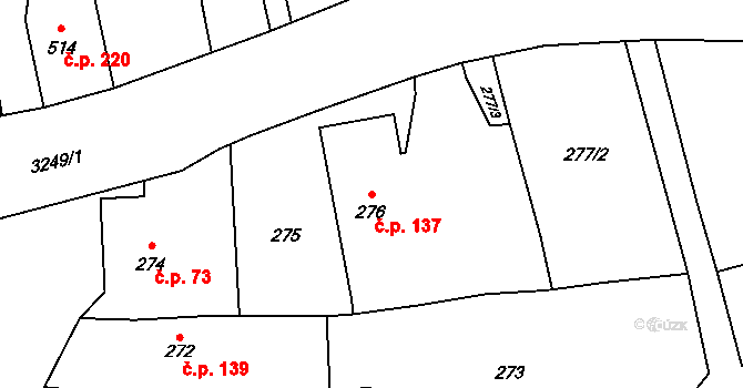 Píšť 137 na parcele st. 276 v KÚ Píšť, Katastrální mapa