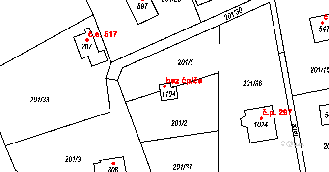 Kamenný Přívoz 43421482 na parcele st. 1104 v KÚ Kamenný Přívoz, Katastrální mapa