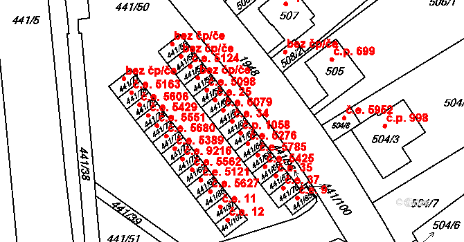 Klíše 34, Ústí nad Labem na parcele st. 441/62 v KÚ Klíše, Katastrální mapa